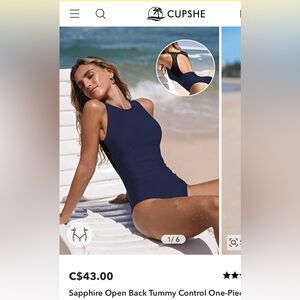 Cupshe Open Back Tummy Control Swimsuit Size Medium - BNWT